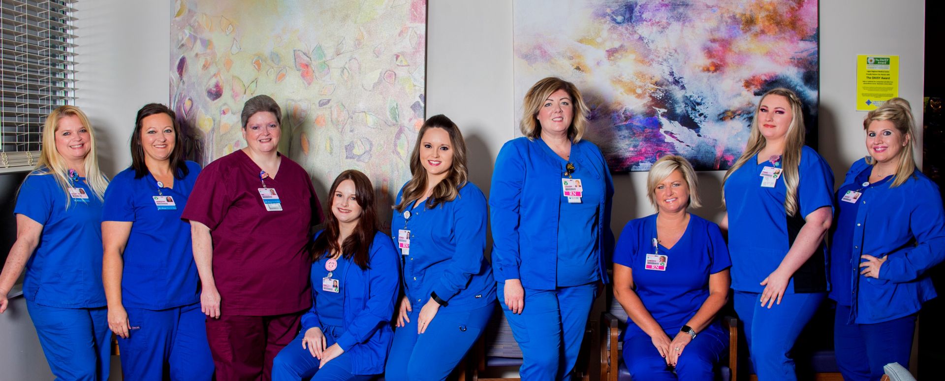 Pictured left to right: Christina Hall, RN, Jennifer Conn, RN, Ina Kelly, LPN, Kaylea Shay Farley, RN, Keshia Wooten, RN, Shauna Adkins, RN, Carissa Blackburn, RN, Tiara Williams, RN, Megan O’Brien, RN-BSN Not pictured: Melissa Evans, RN, Alexis Nagy, RN-BSN, Madisyn Corns, RN, Kandi Toler, RN, Jenna Hager, RN-BSN, Melinda Edwards, RN, TaKara Mahon Muncy, RN-BSN, Jamie Leigh Osborne, RN, Connie Adams, Secretary.